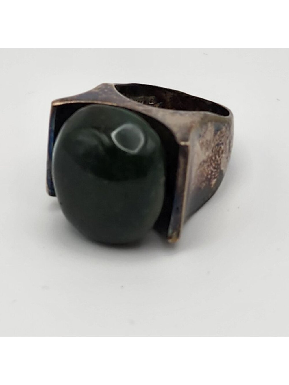 Joachim S Paliu Modernist Sterling Silver Bloodstone Cabochon Ring Sz 4.5 Spain